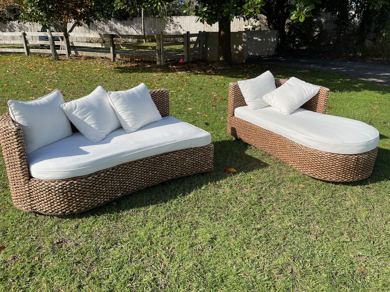 Two-Piece Cane Chaise Sofa,Hire