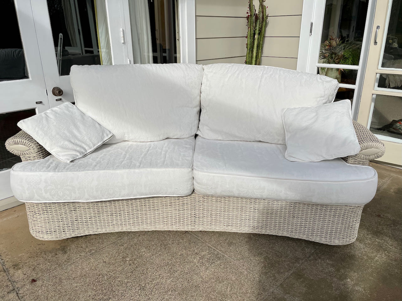 Comfy White Cane Sofa Hire