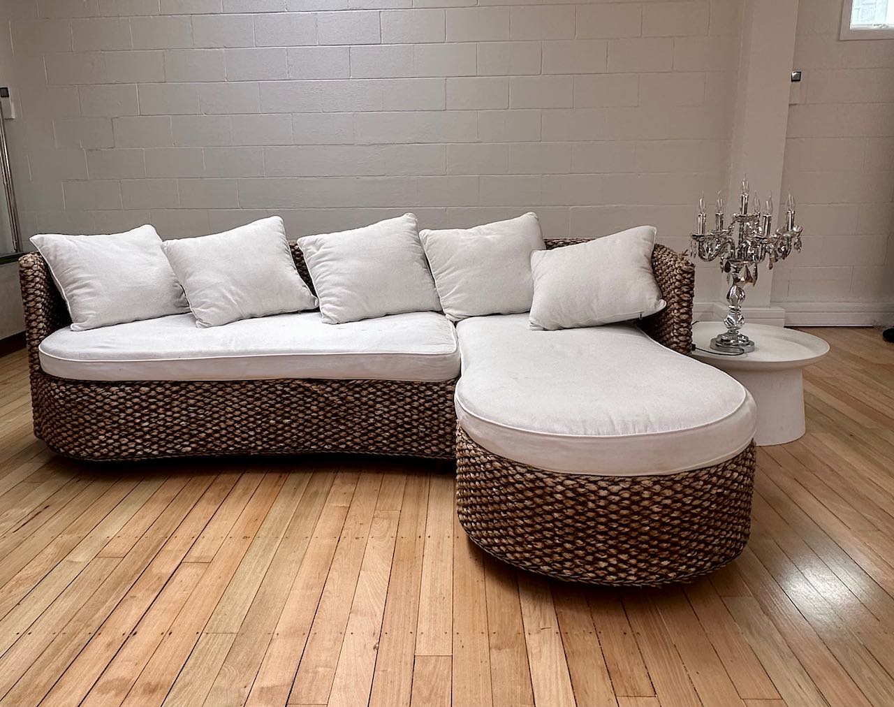 Two-Piece Cane Chaise Sofa Hire