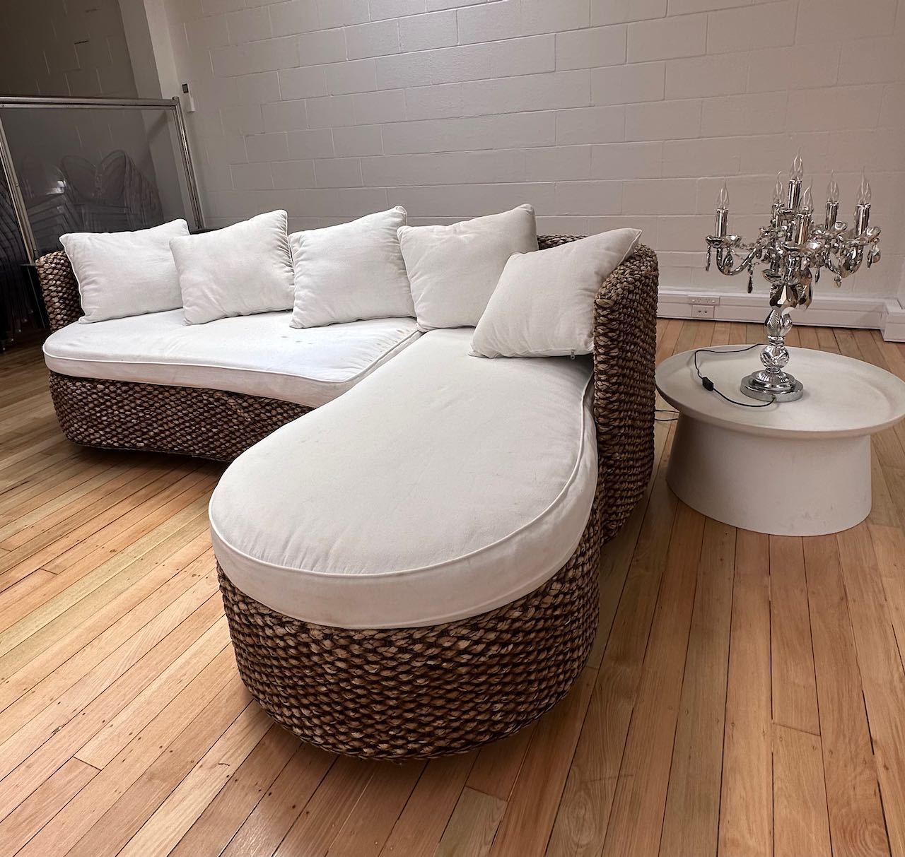 Two-Piece Cane Chaise Sofa Hire