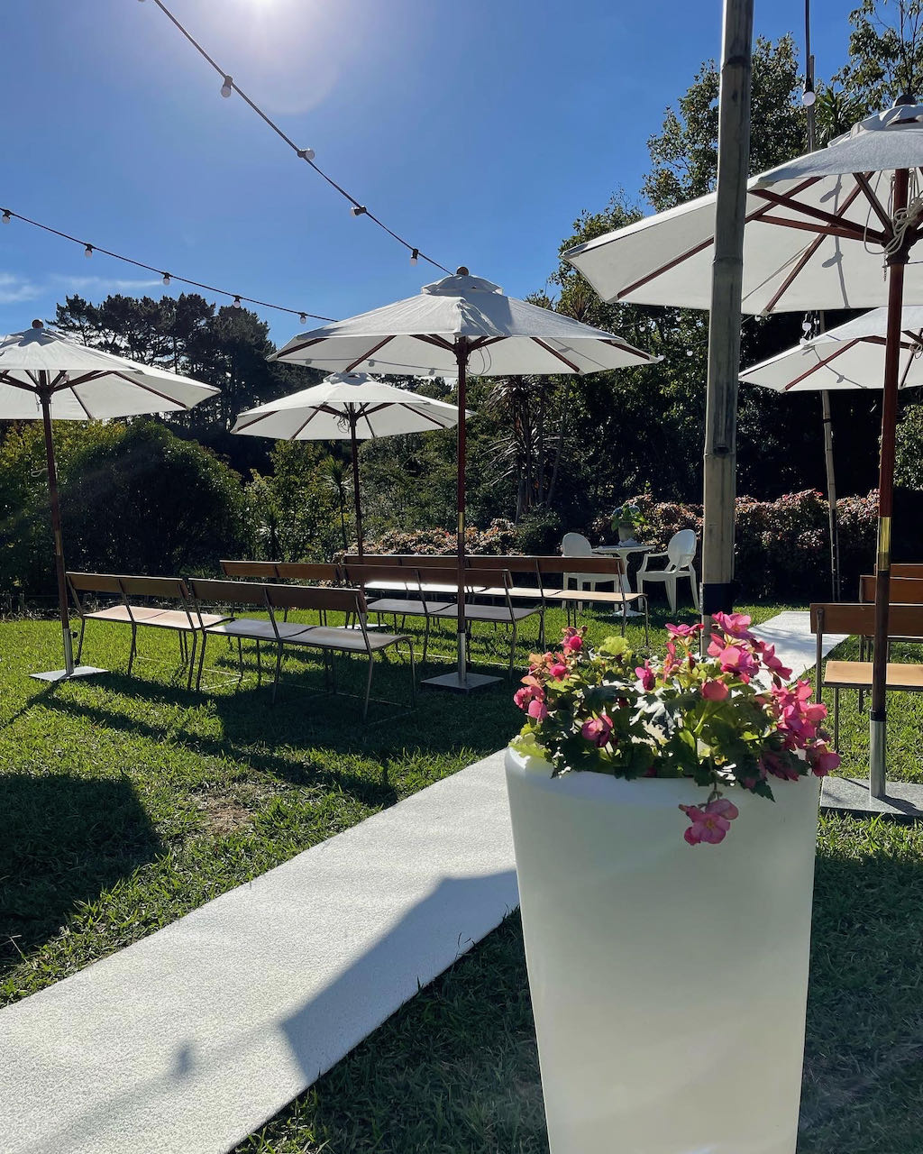 Vintage Table / Bench and Umbrella Set
