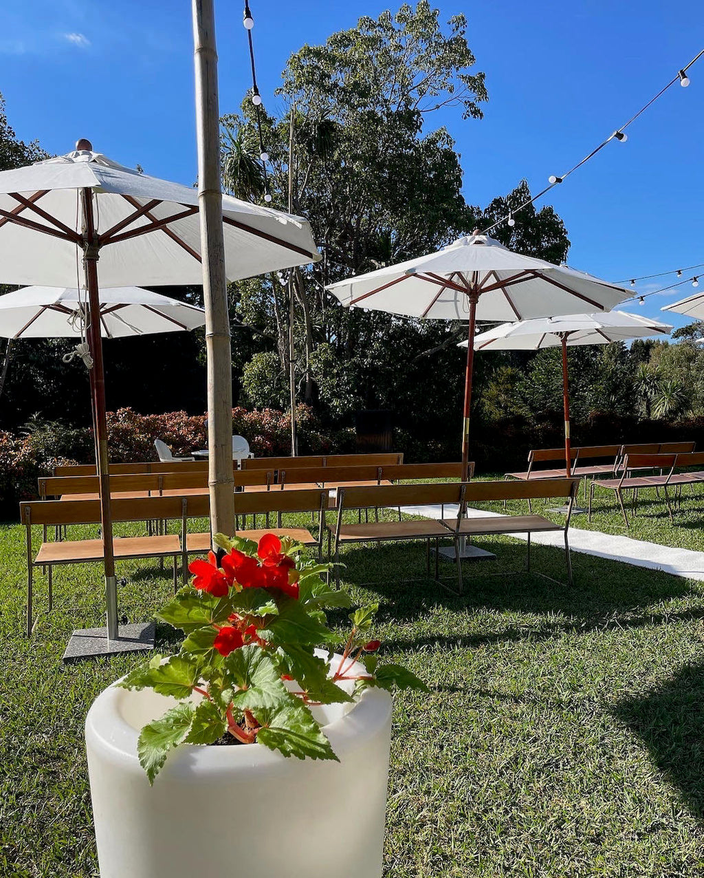 Vintage Table / Bench and Umbrella Set