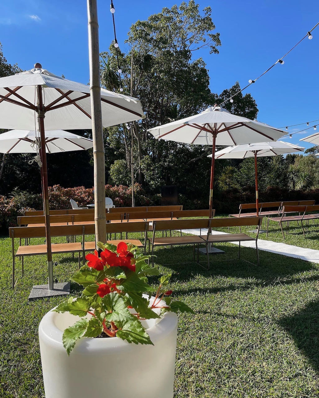 Vintage Table / Bench and Umbrella Set