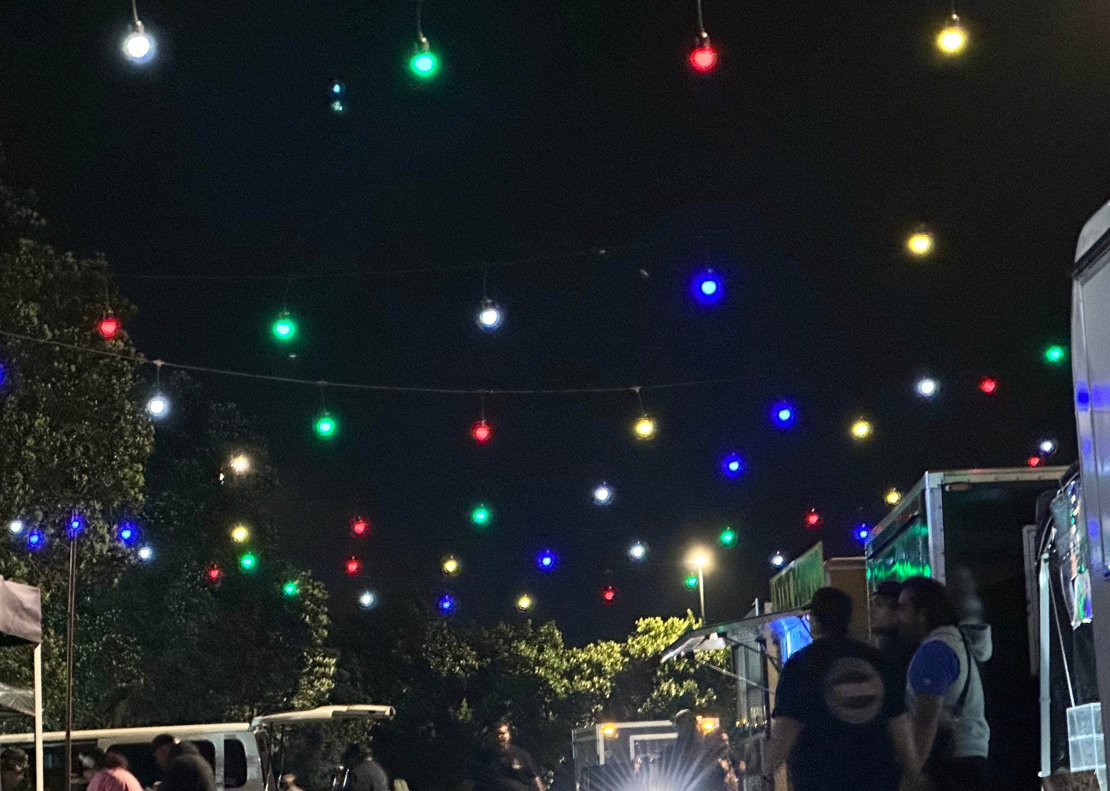 Festoon Lighting Hire - Coloured bulbs