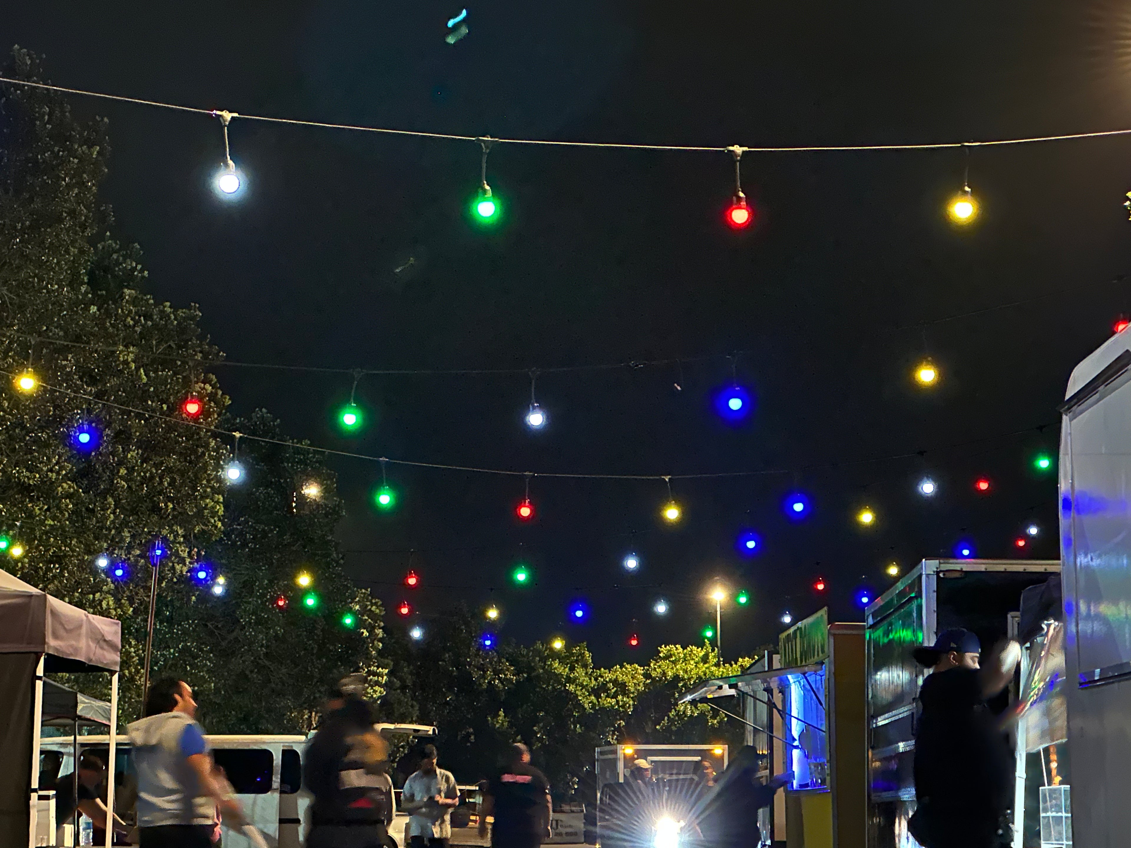 Festoon Lighting Hire - Coloured bulbs