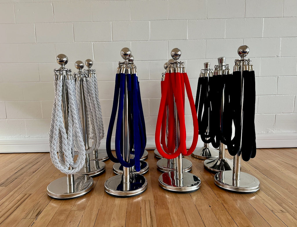 Stanchion Set Hire (Includes: 2 x Stanchion Poles / 1 x Barrier Rope)