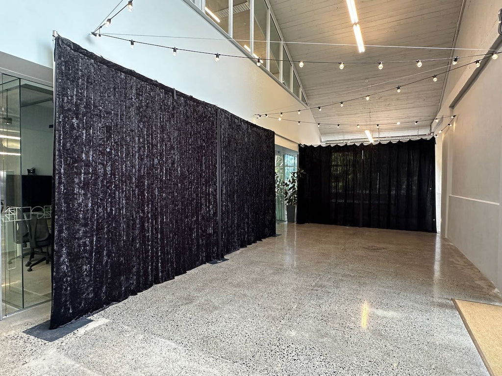 Black Crush Velvet Curtain Hire