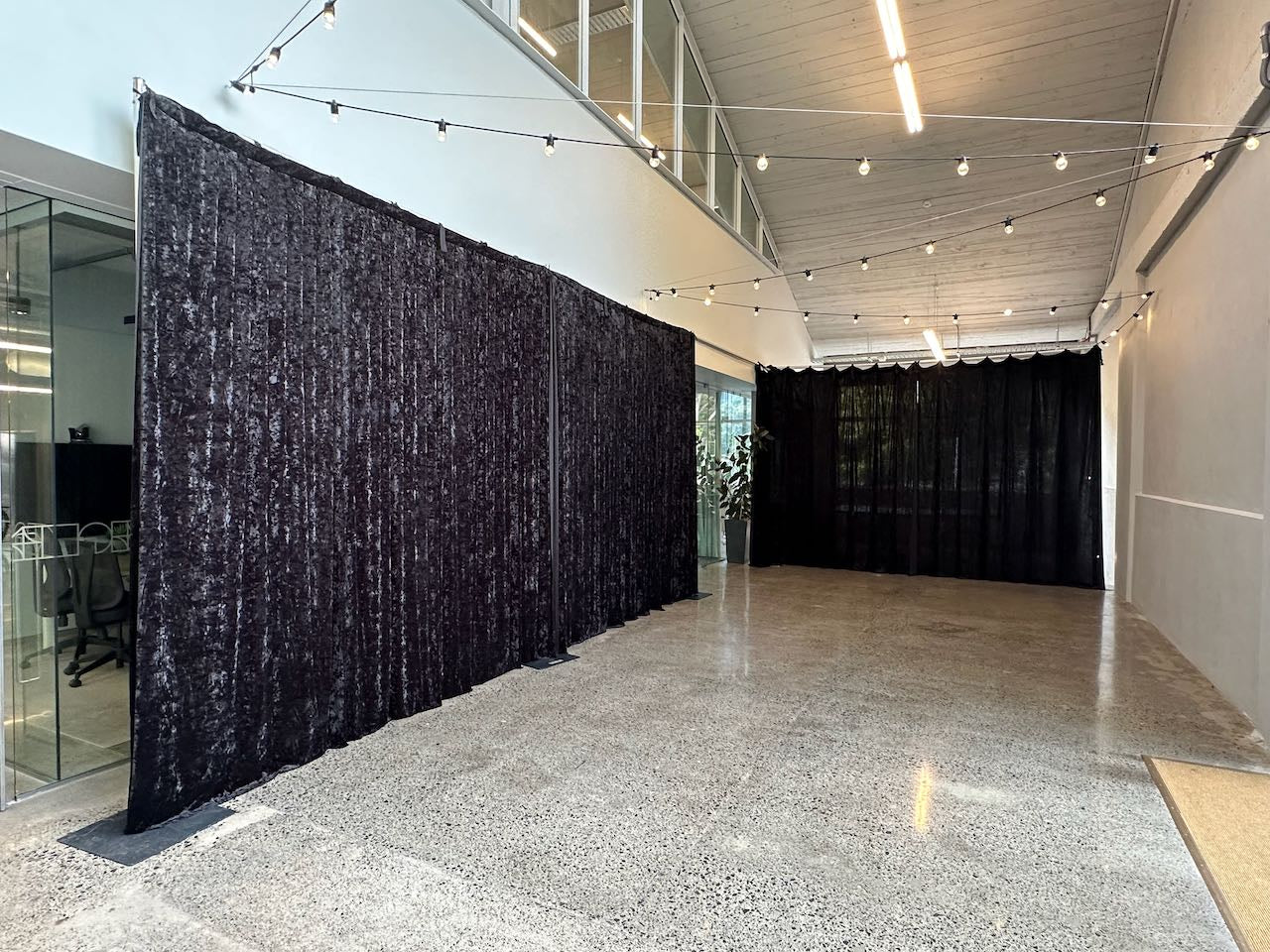 Black Crush Velvet Curtain Hire