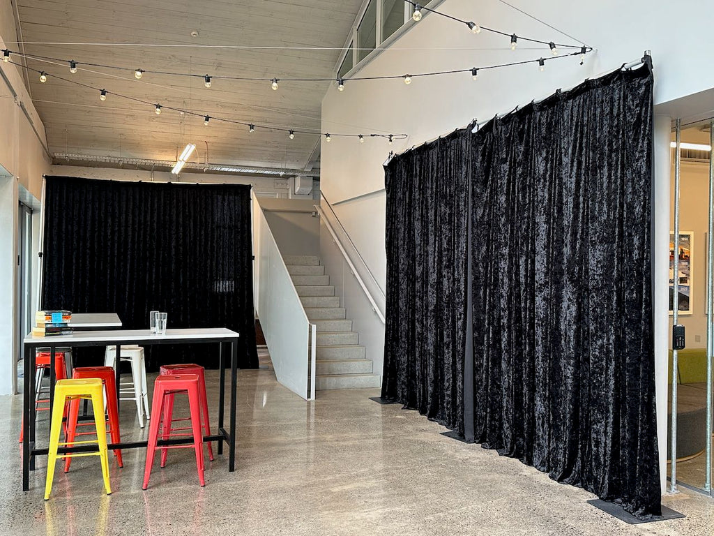 Black Crush Velvet Curtain Hire