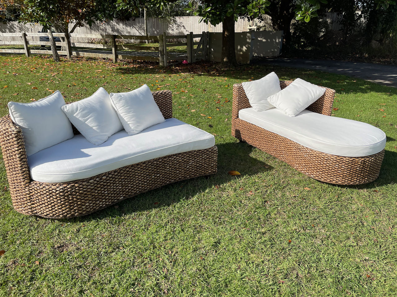 Two-Piece Cane Chaise Sofa Hire