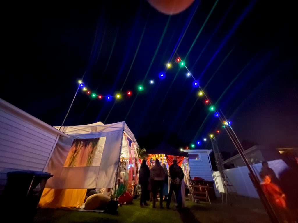 Festoon Lighting Hire - Coloured bulbs