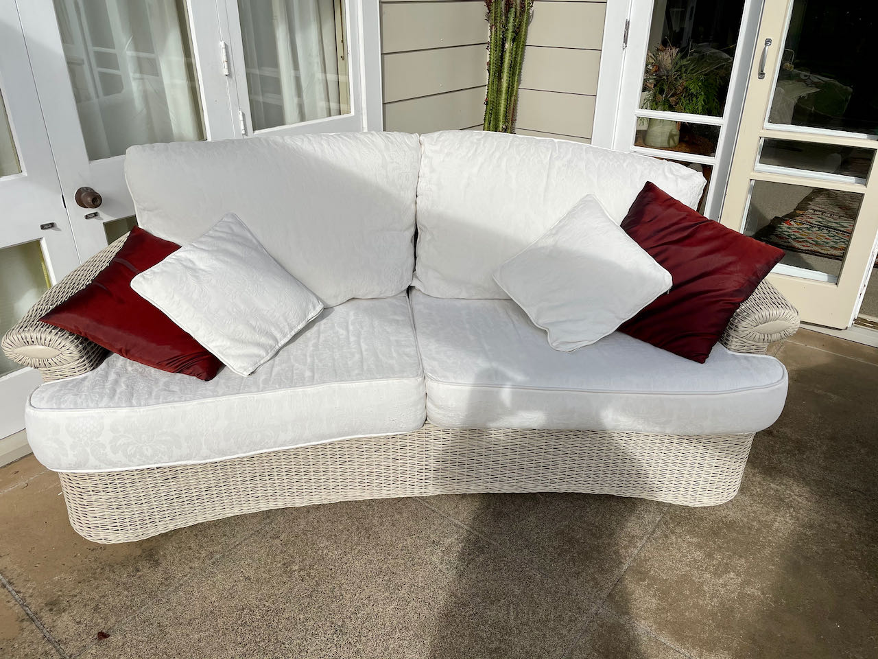 Comfy White Cane Sofa Hire